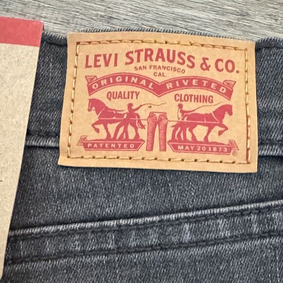 Levi's Charcoal Mid Length Denim Jean Shorts - Picture 5 of 6